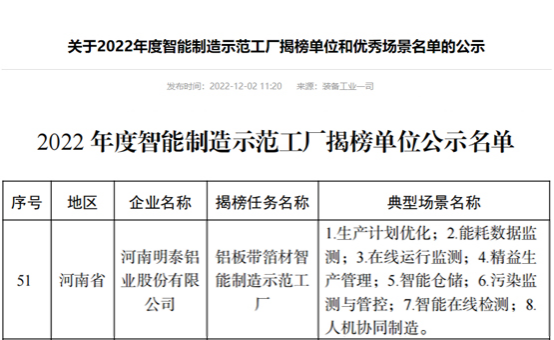 实至名归！明泰荣膺“国字号”智能制造示范工厂